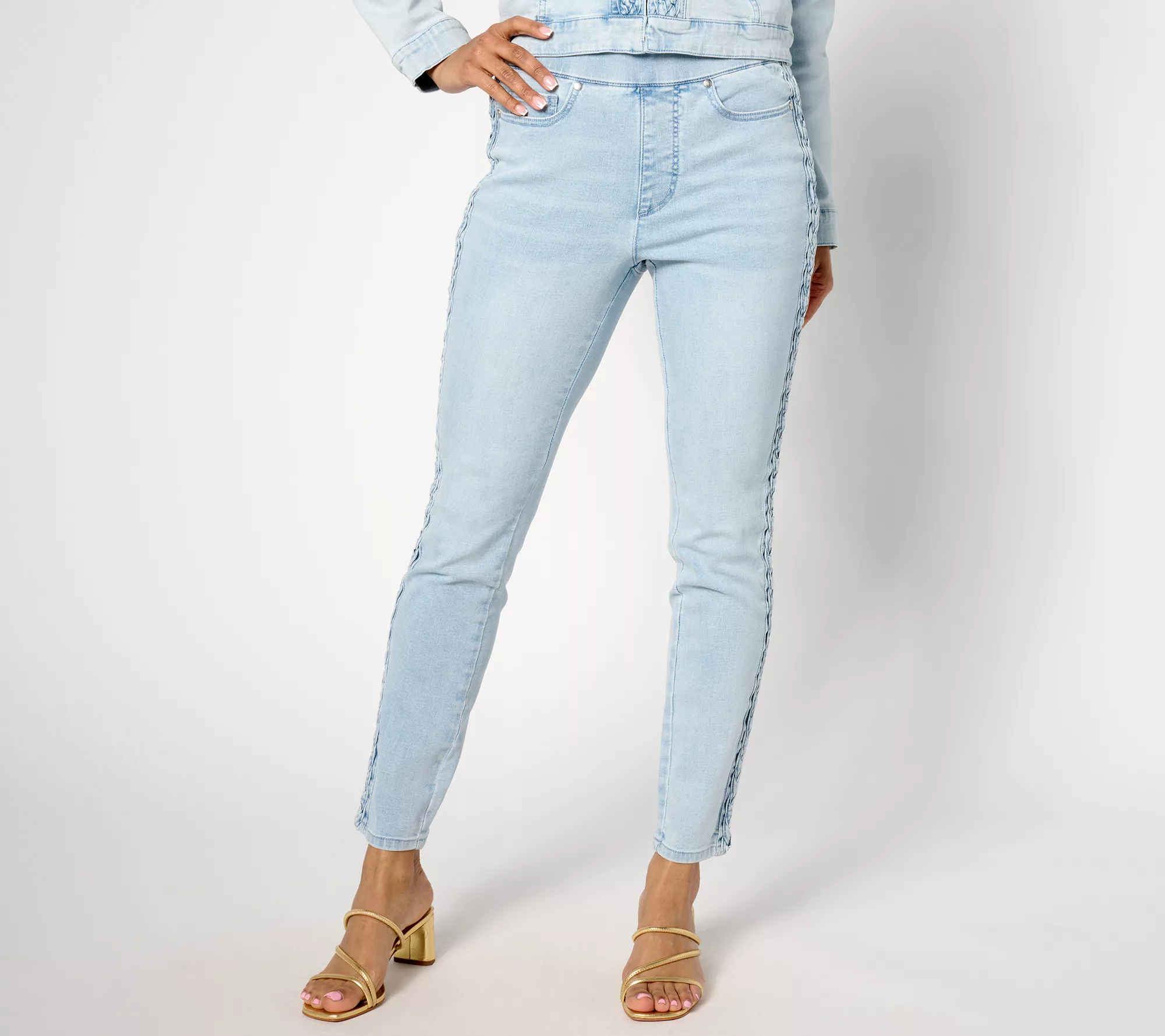 Isaac Mizrahi Live! Tall True Denim Slim Leg Jeans w/ Braid Detail