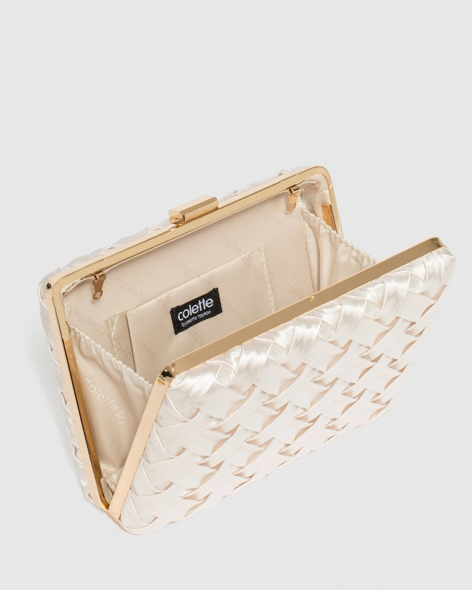 Ivory Satin Clutch Bag