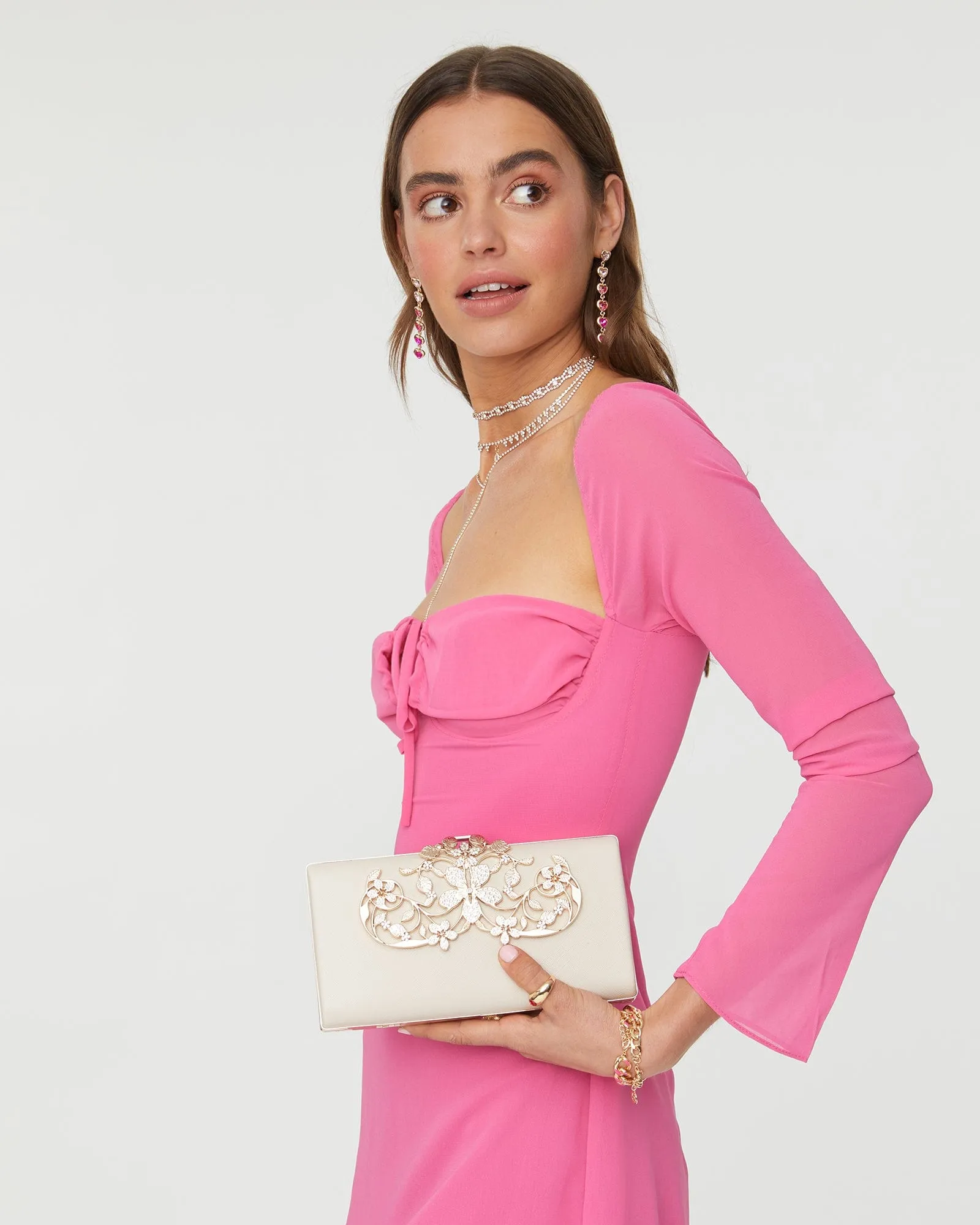 Ivory Victoria Clip Clutch Bag