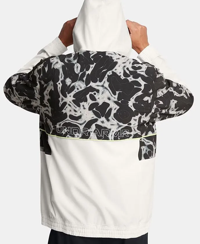 jacket Under Armour Zone Woven Printed - White Clay/Retro Green - men´s