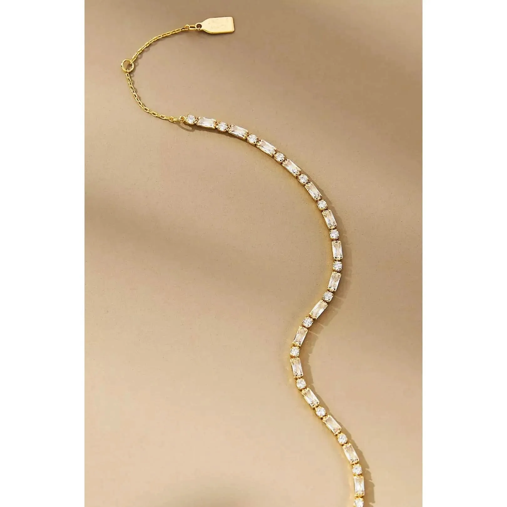 Jackie Mack Alpha Tennis Necklace Gold