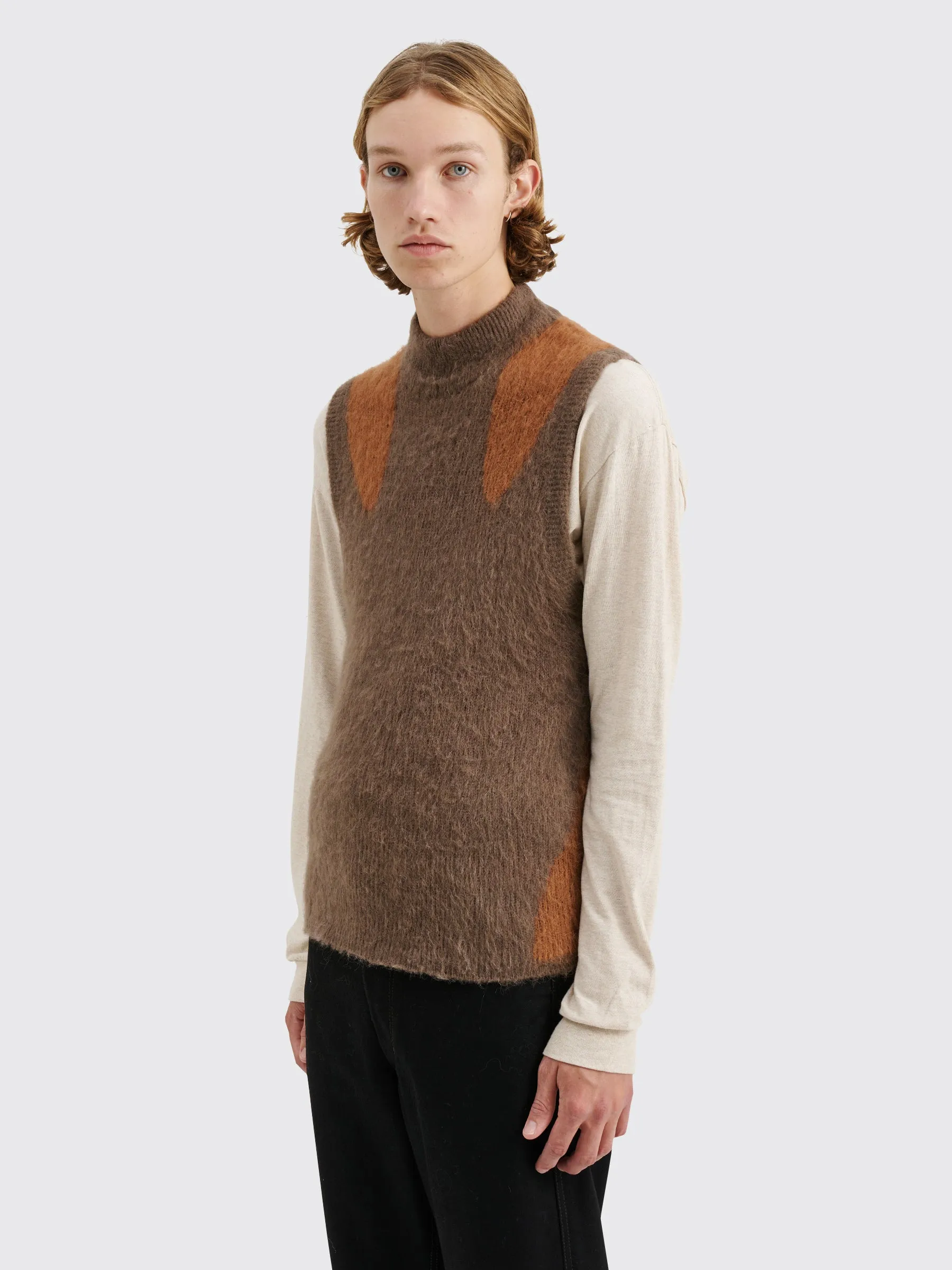 _J.L-A.L_ Liquid Alpaca Vest Grey / Brown