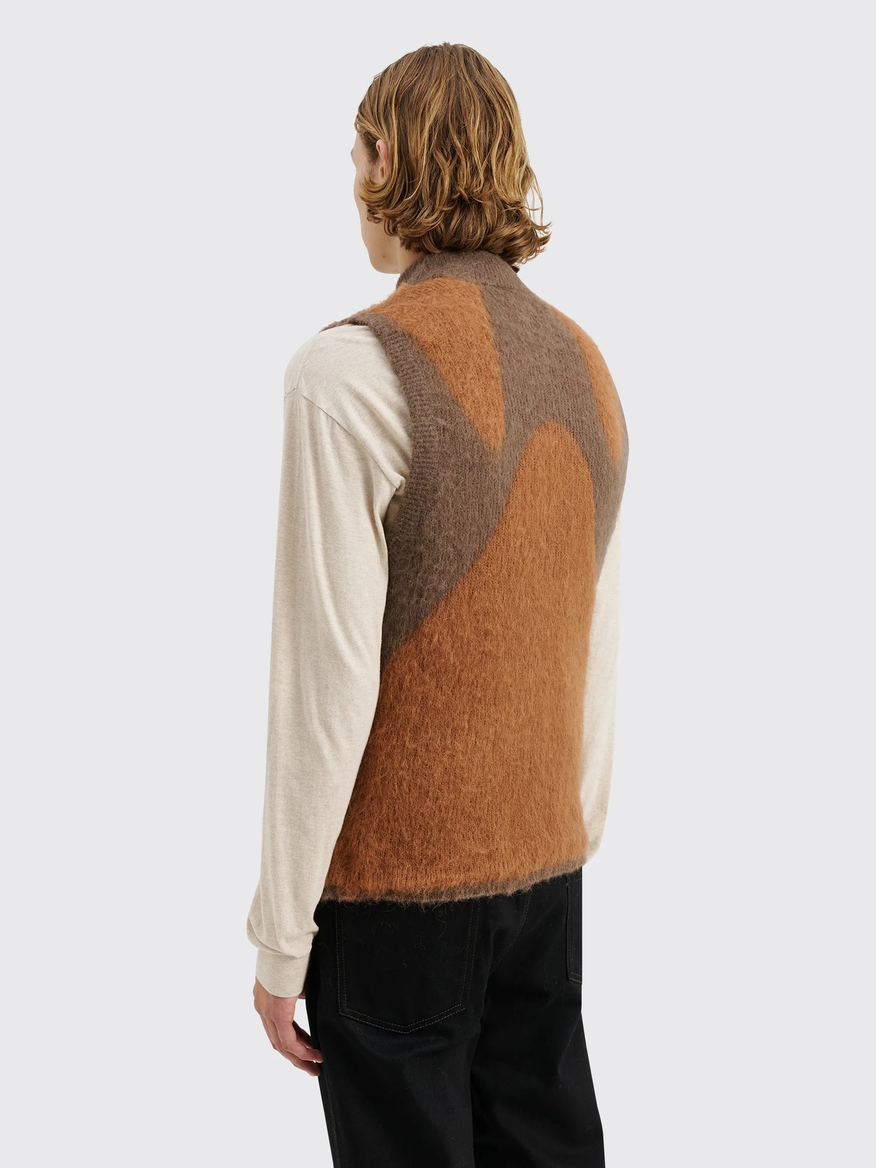 _J.L-A.L_ Liquid Alpaca Vest Grey / Brown