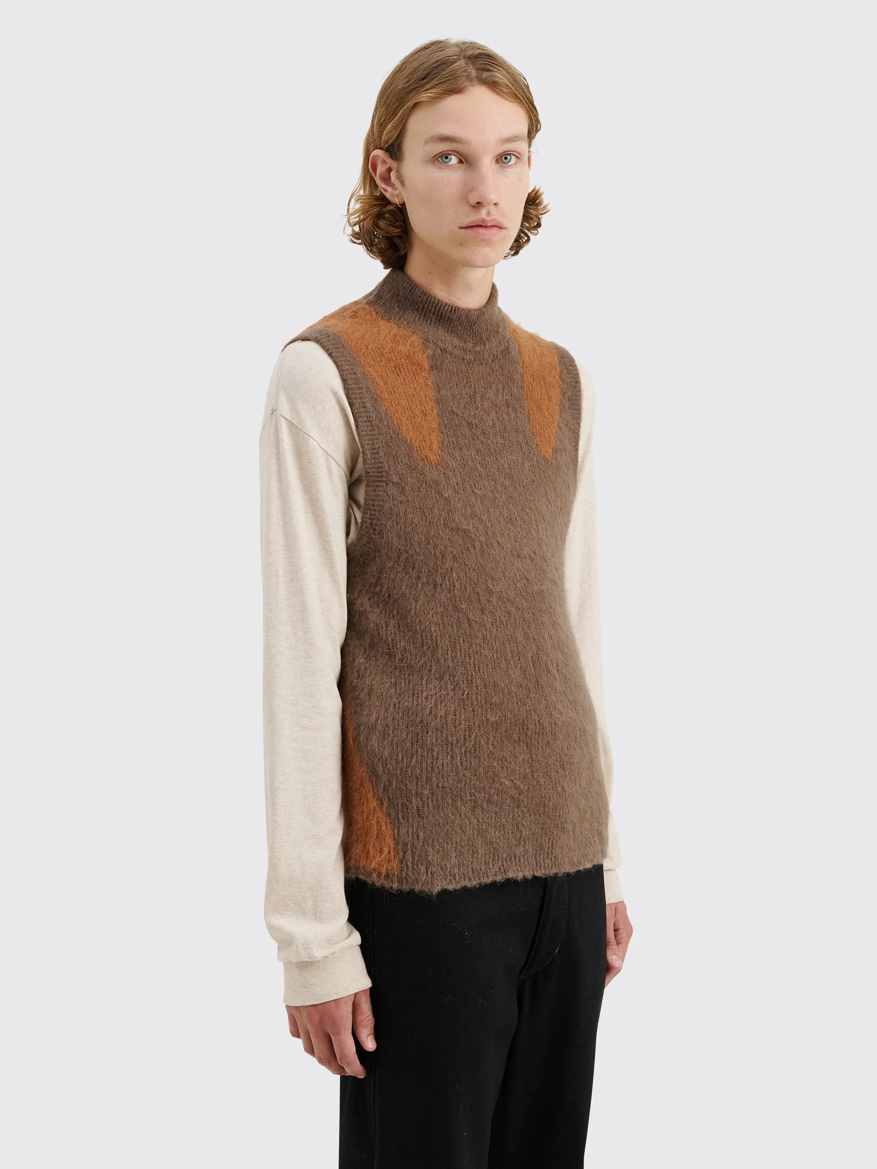 _J.L-A.L_ Liquid Alpaca Vest Grey / Brown