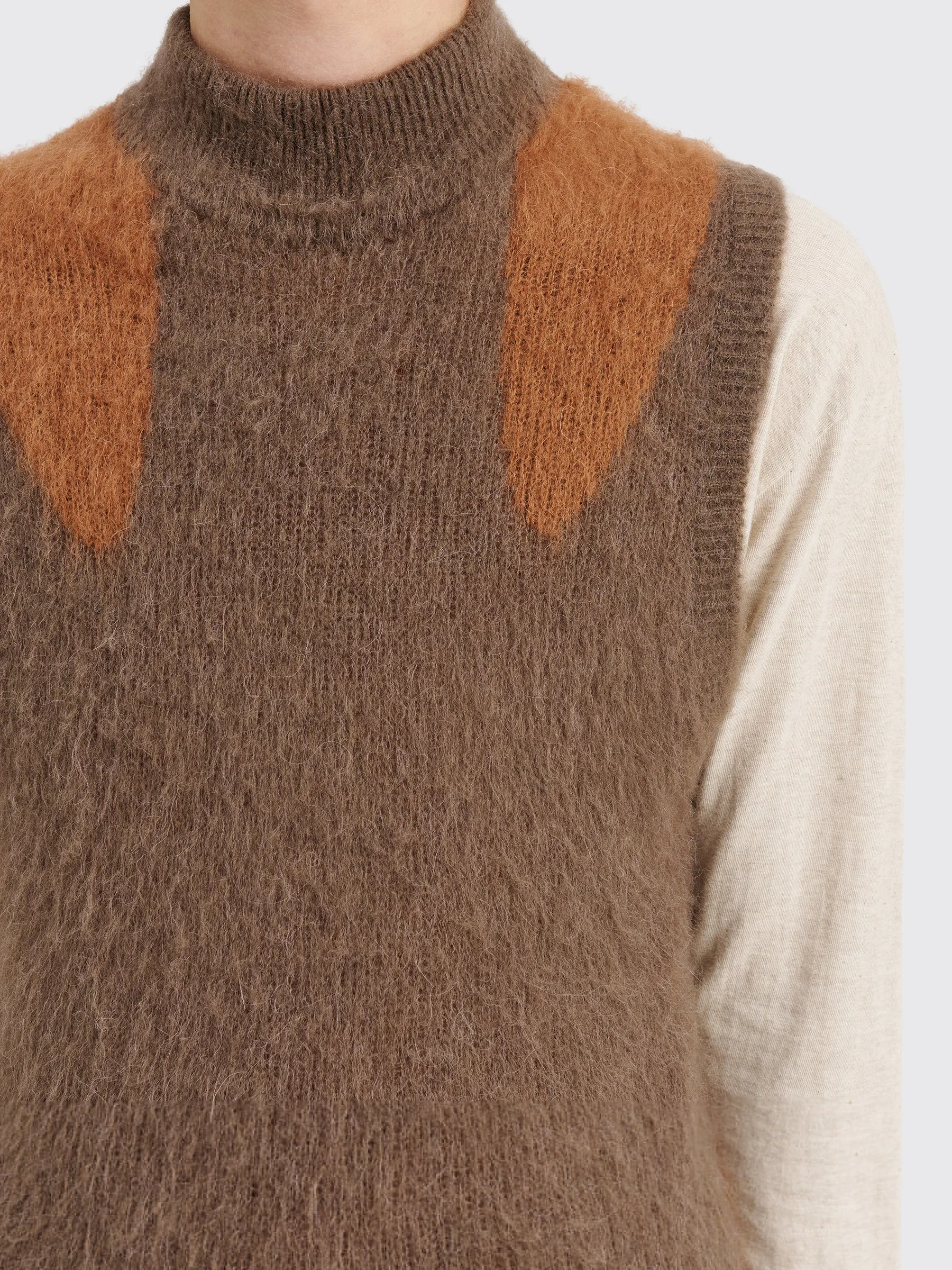 _J.L-A.L_ Liquid Alpaca Vest Grey / Brown