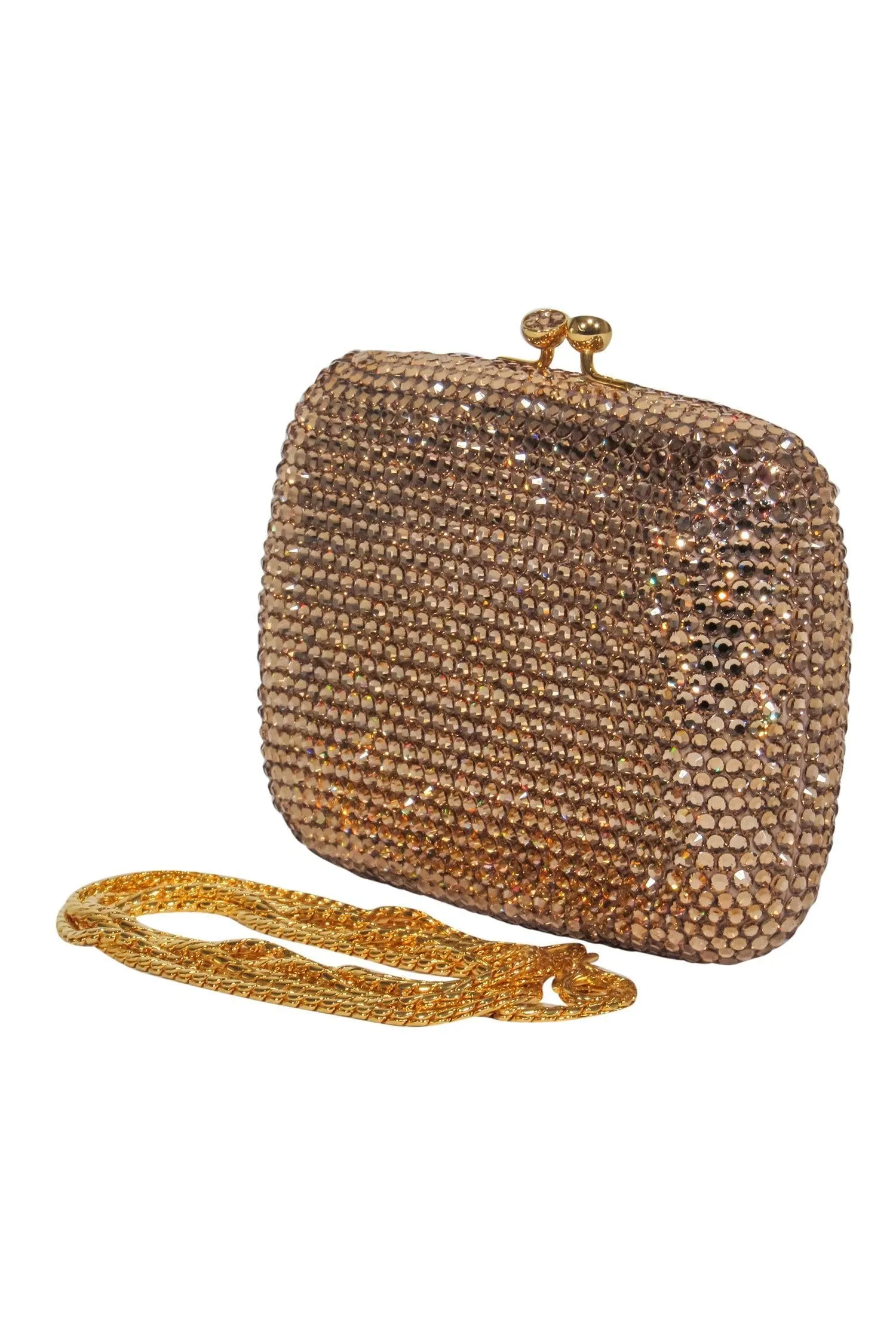 Judith Leiber - Crystal Mini Clutch w/ Gold Chain Strap