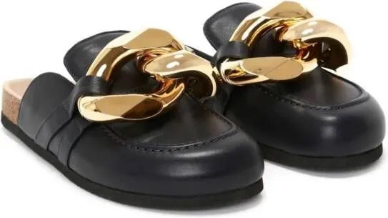 JW Anderson Chain round-toe leather mules Blue