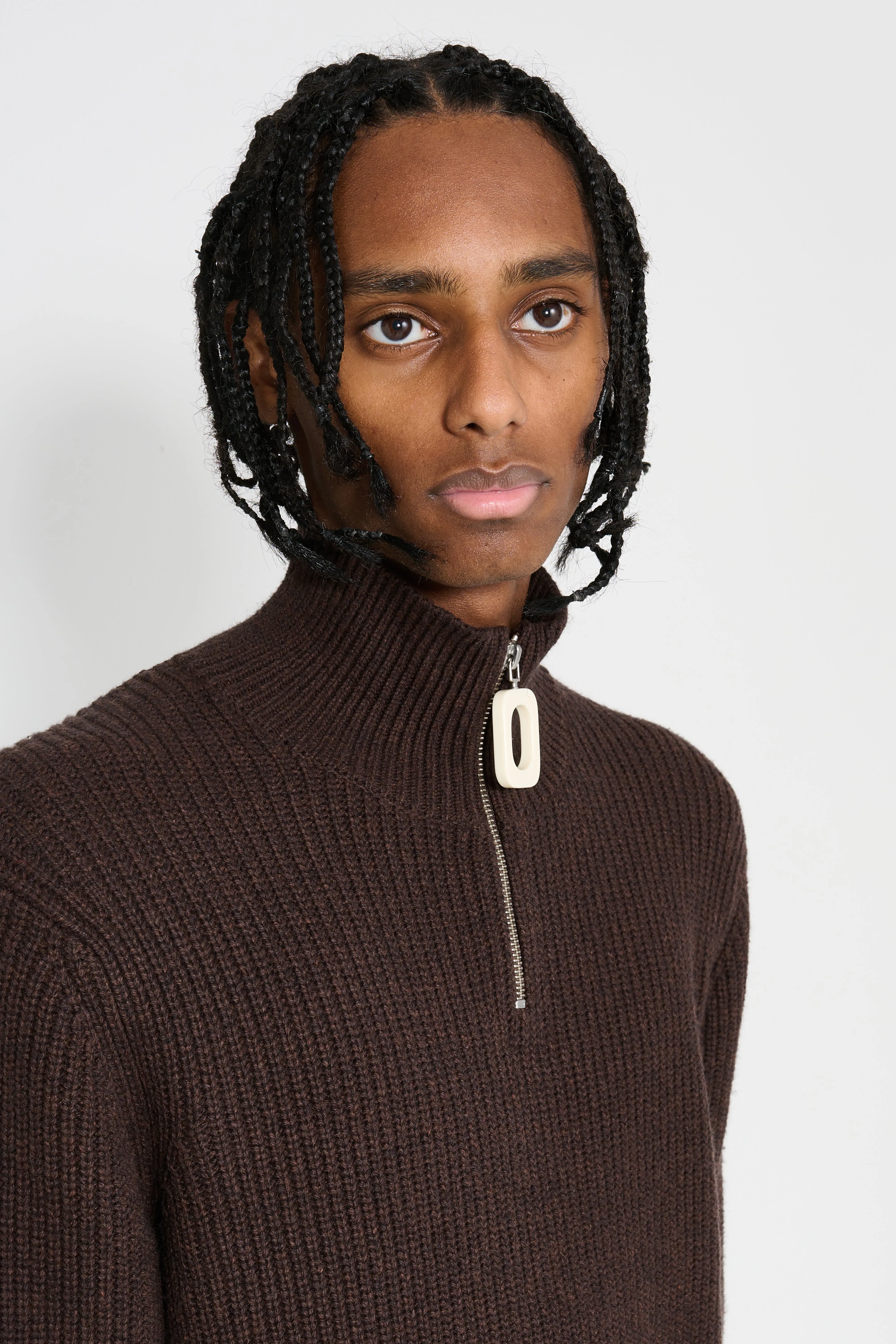 JW Anderson JWA Puller Half Zip Jumper Chocolate Brown