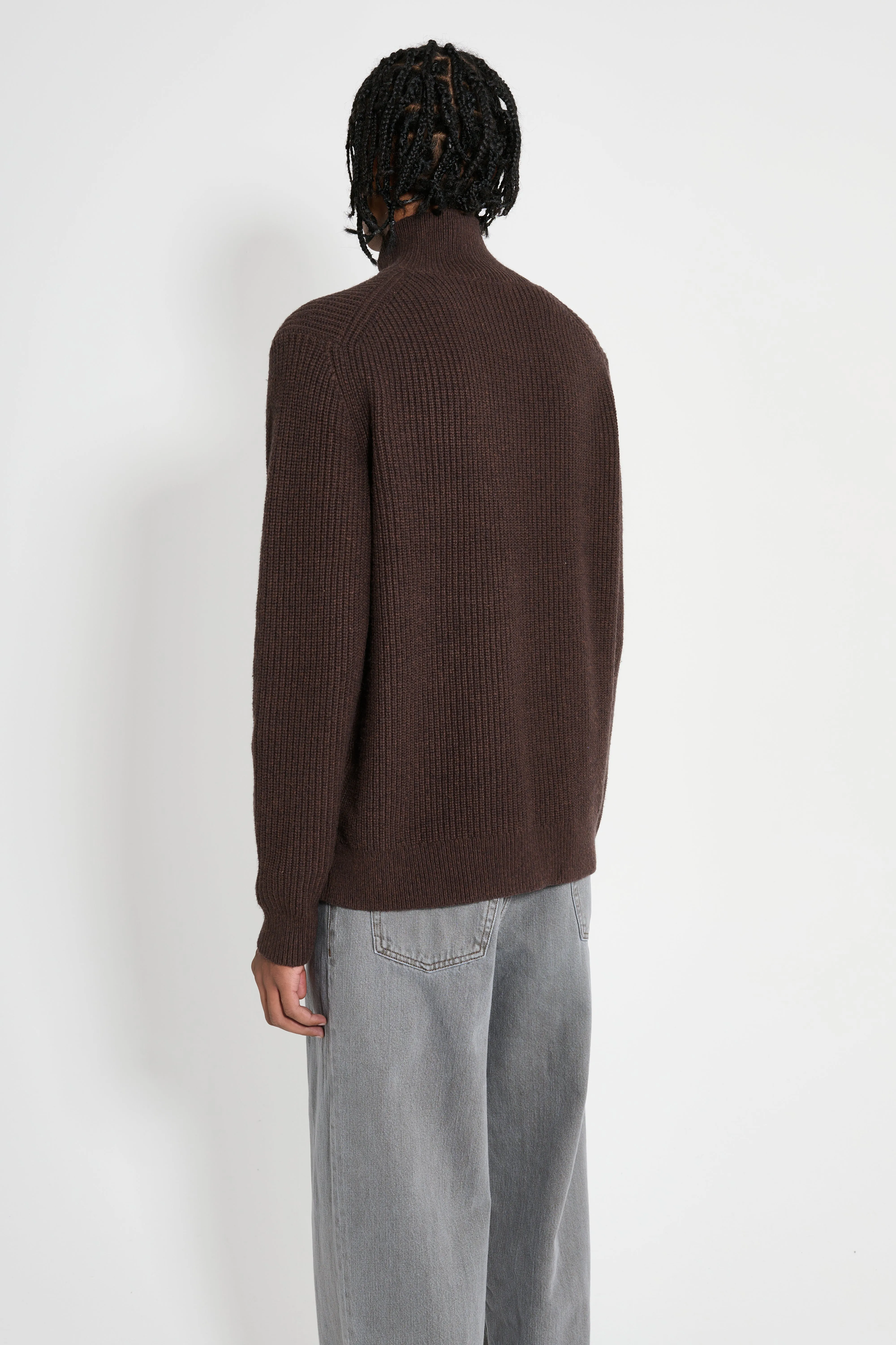 JW Anderson JWA Puller Half Zip Jumper Chocolate Brown