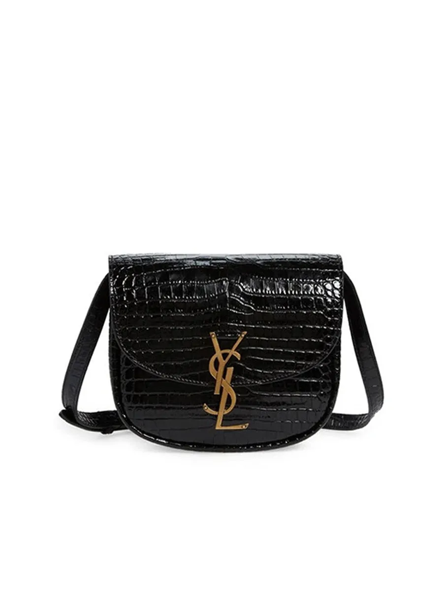 Kaia Crocodile-Embossed Leather Shoulder Bag