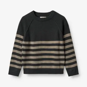 Knit Pullover Benja - black beige stripe