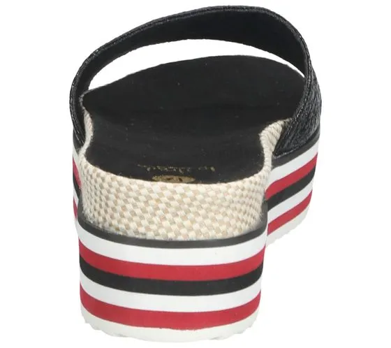 La Strada mules femme à semelle rayée chaussures d été aspect métallisé 1802031-1401 Noir