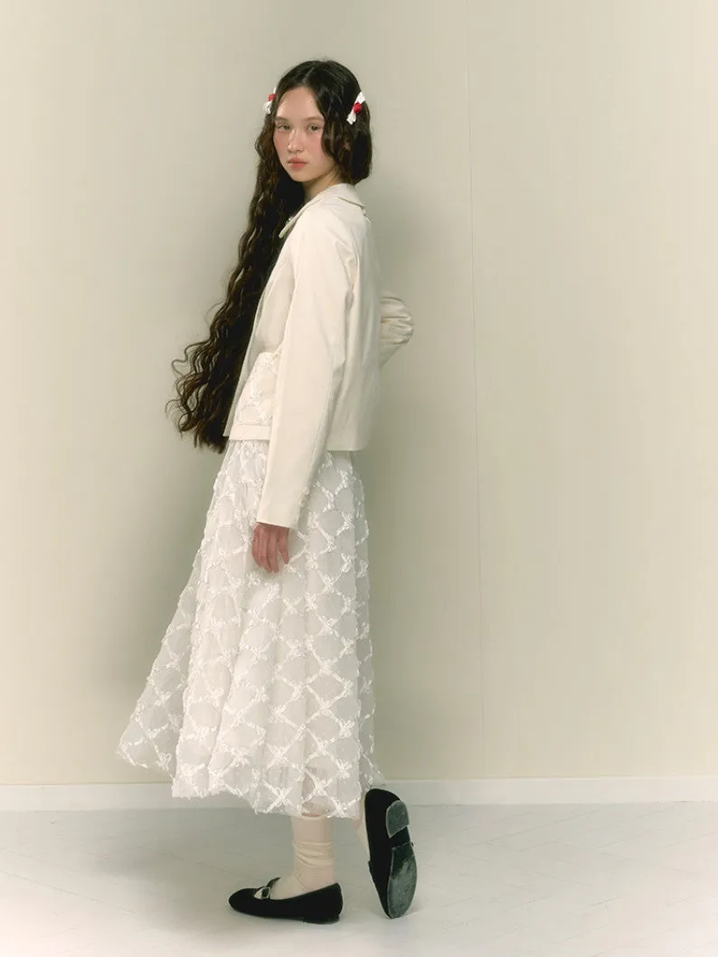 Lace Ribbon Feminine Set-Up Jacket＆Long-Skirt