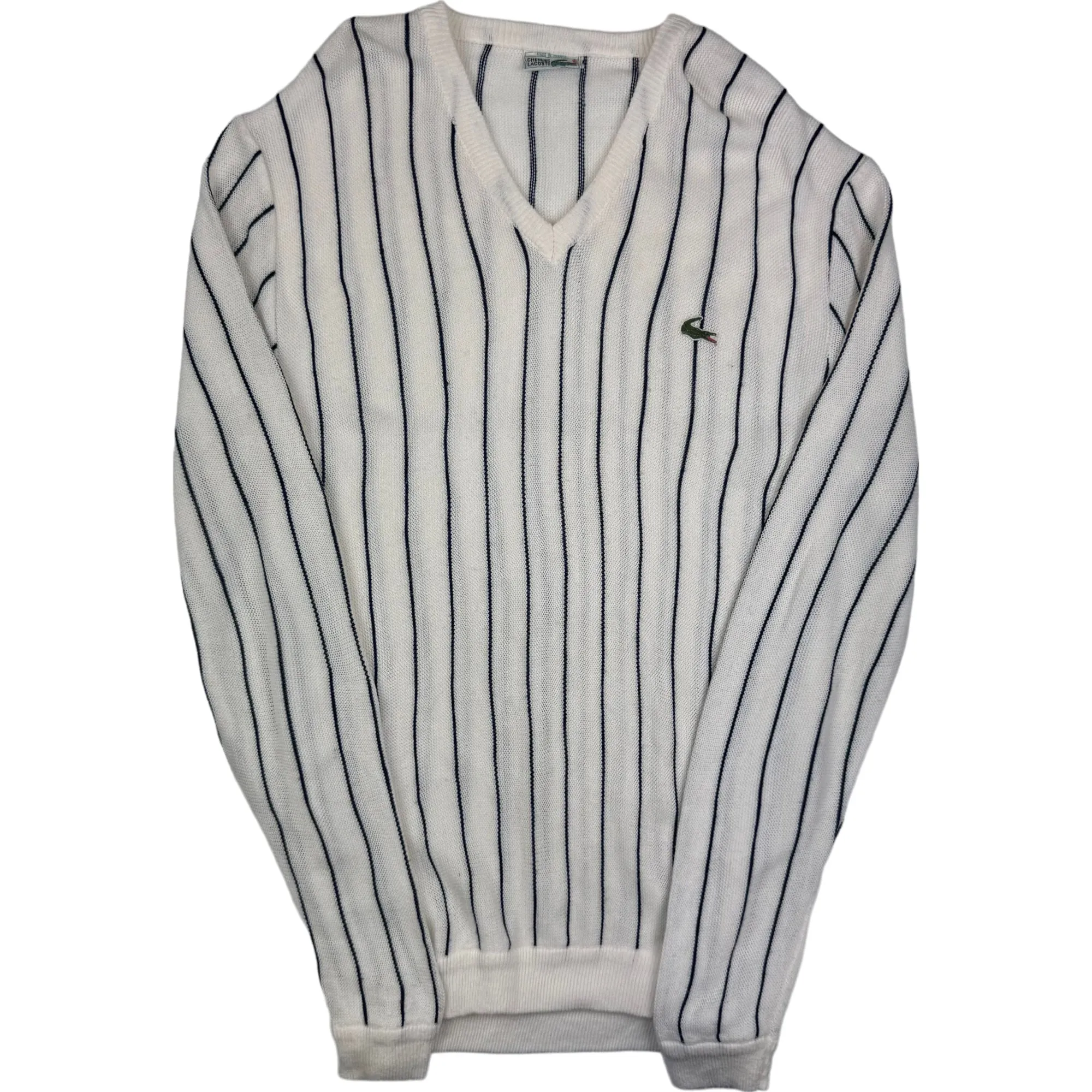 Lacoste Chemise 90's V-Neck Striped Knitwear Cream