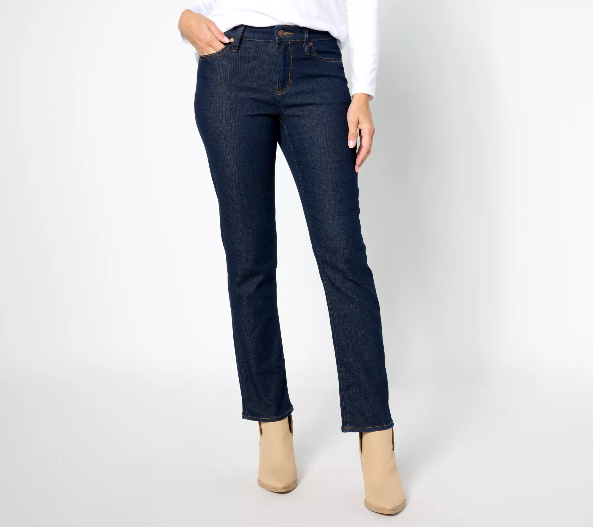 Lands' End Petite 28" Inseam Recover Denim Straight Leg Jeans