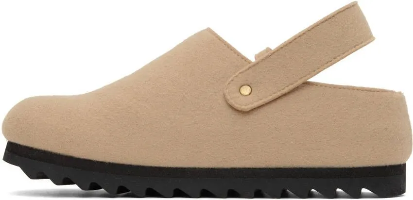 Lauren Manoogian Beige Felt Buckle Mules