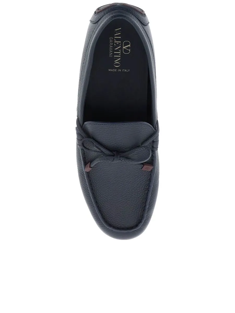 Leather Loafers With Bow Detail