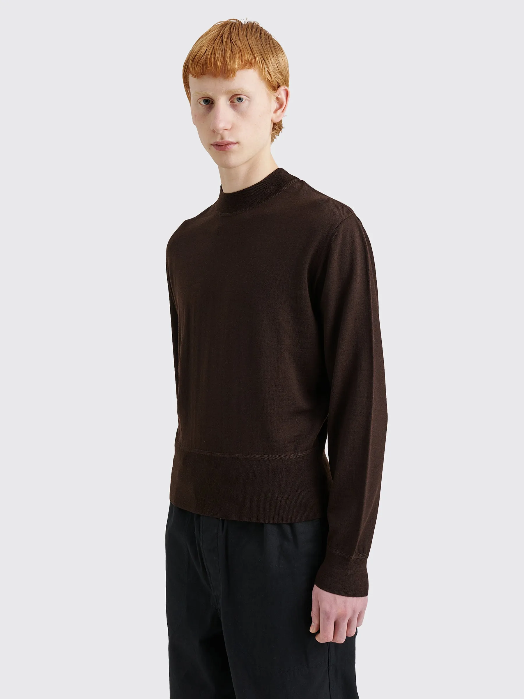 Lemaire Mock Neck Jumper Pecan Brown