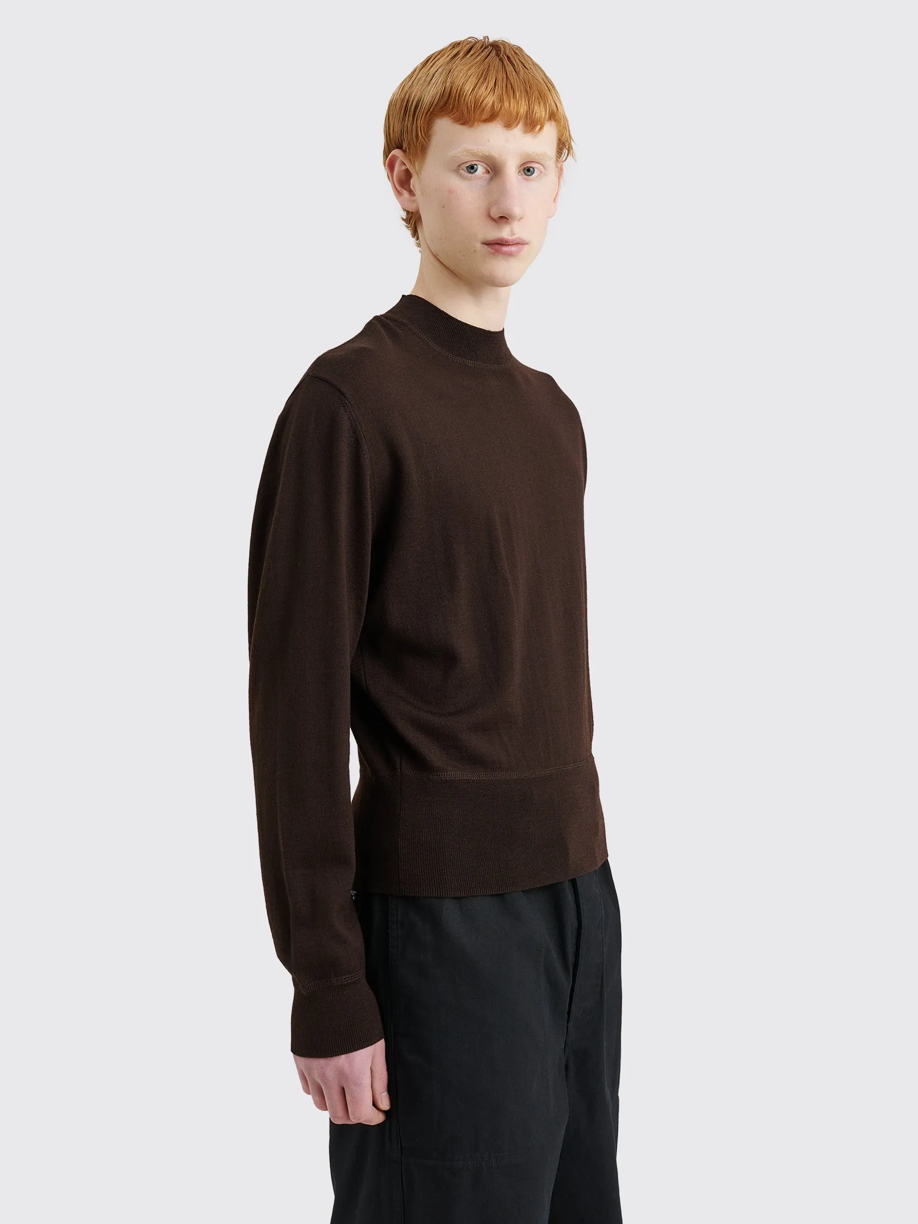 Lemaire Mock Neck Jumper Pecan Brown