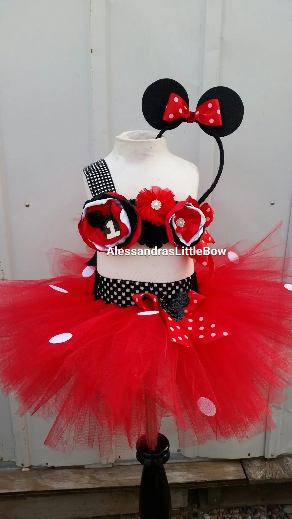 Let's Party Minnie mouse Red cake smash outfit