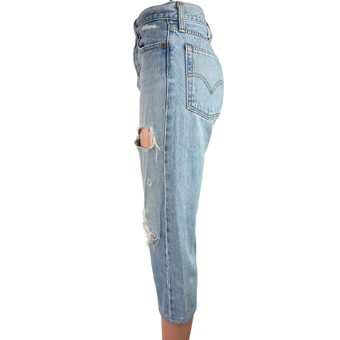 Levi Strauss & Co. Women's Blue Denim High Rise Distressed Ankle Jeans Size 25