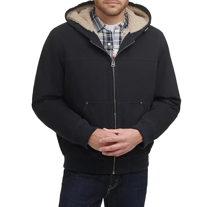 Levi's® Cotton Canvas Hooded Utility Jacket with Sherpa Lining