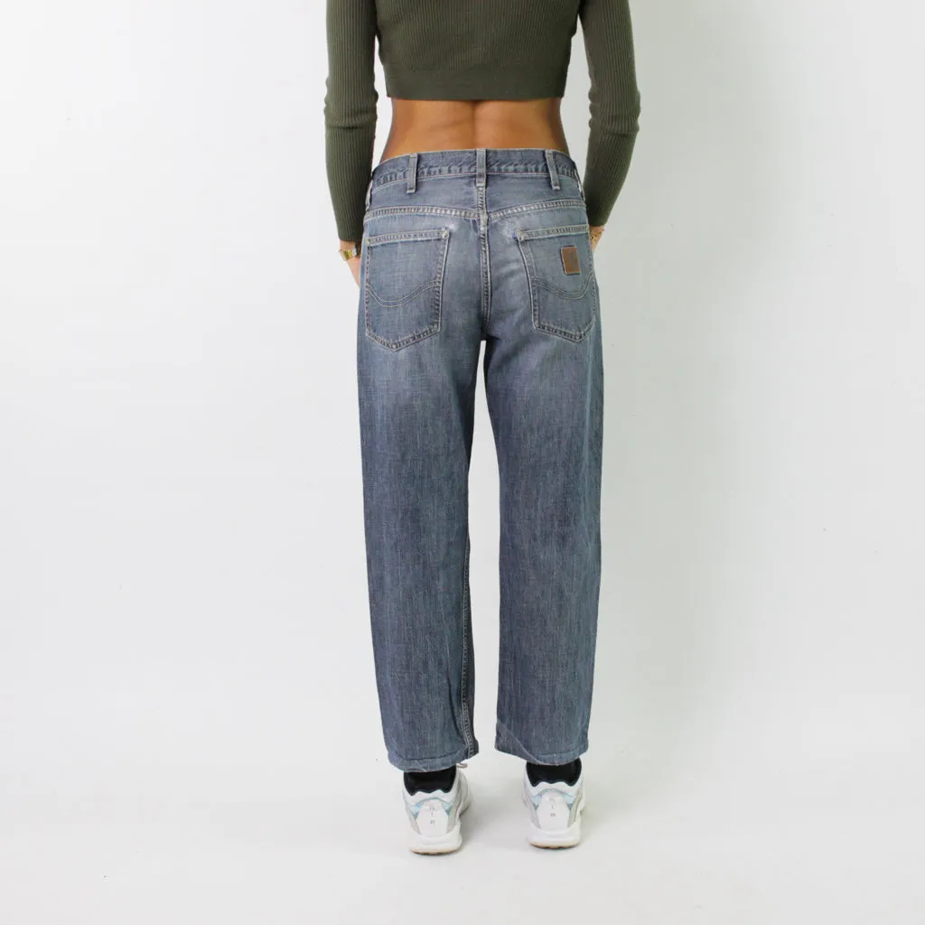 Light Blue Denim 90s Carhartt Cargo Skater Trousers Pants Jeans (31x27)