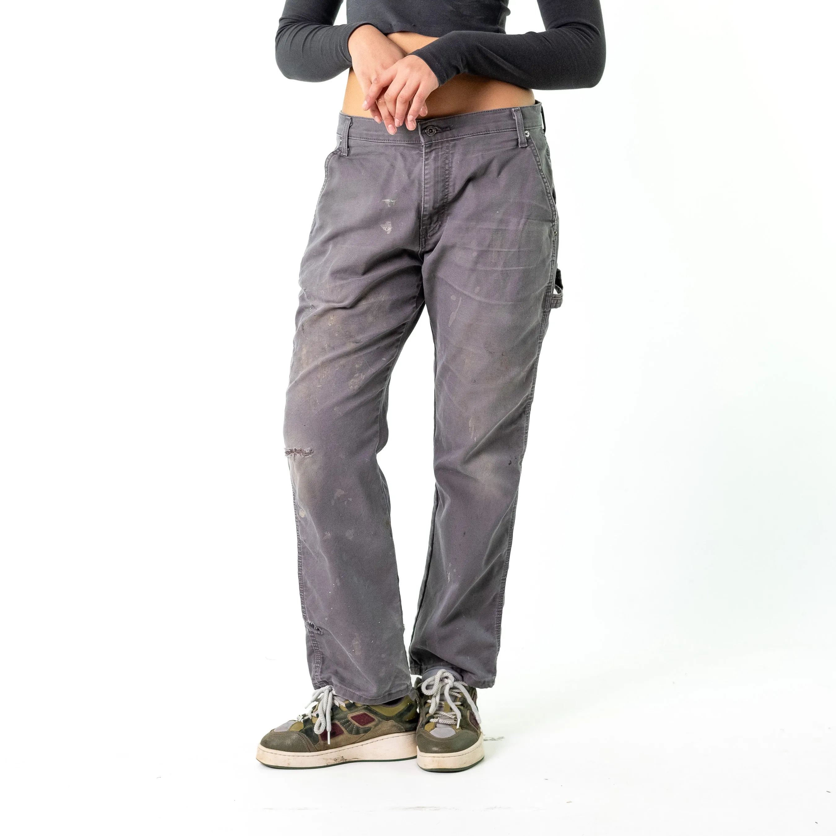 Light Grey 90s Dickies  Cargo Skater Trousers Pants Jeans (34x30)