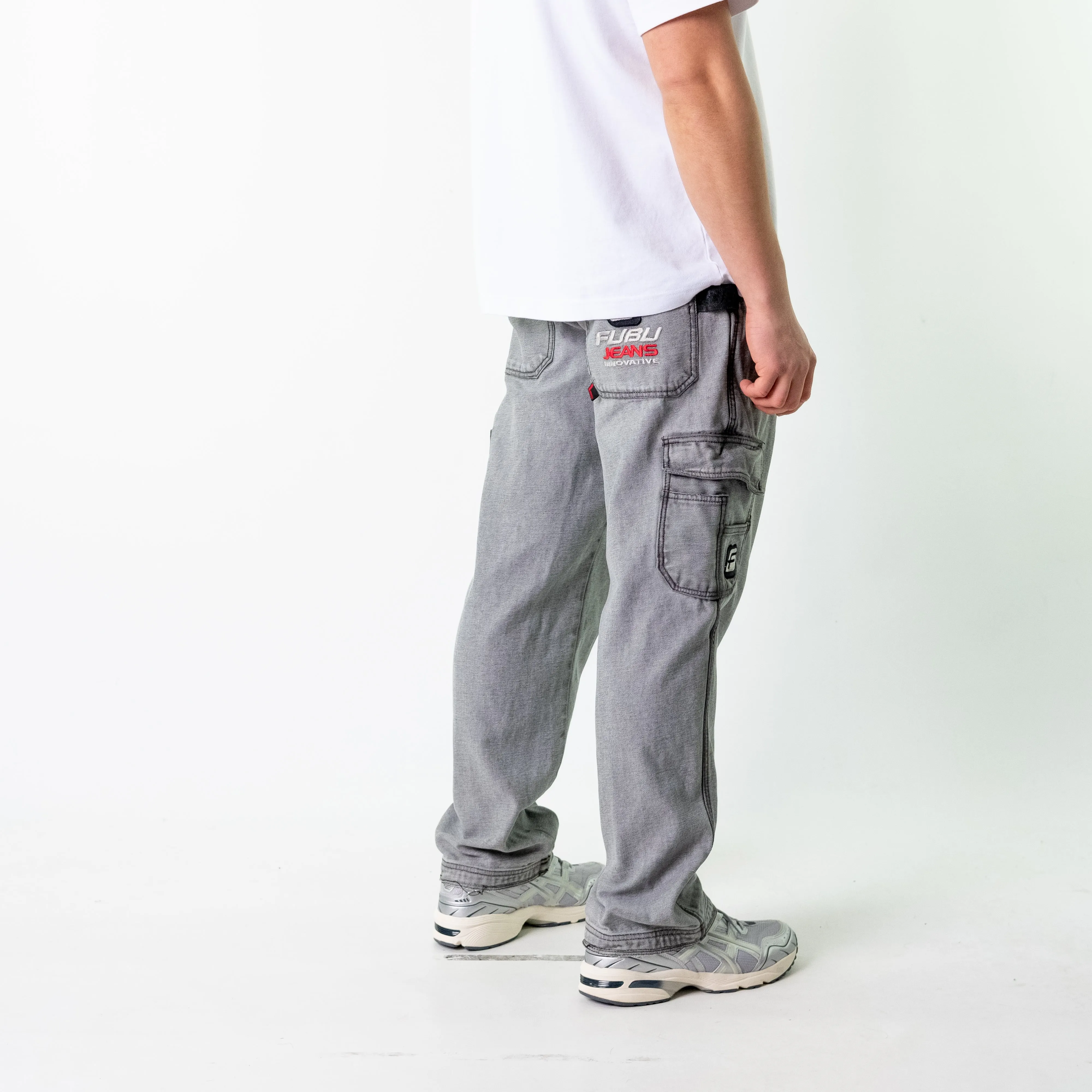 Light Grey 90s FUBU  Cargo Skater Trousers Pants Jeans (34x33)