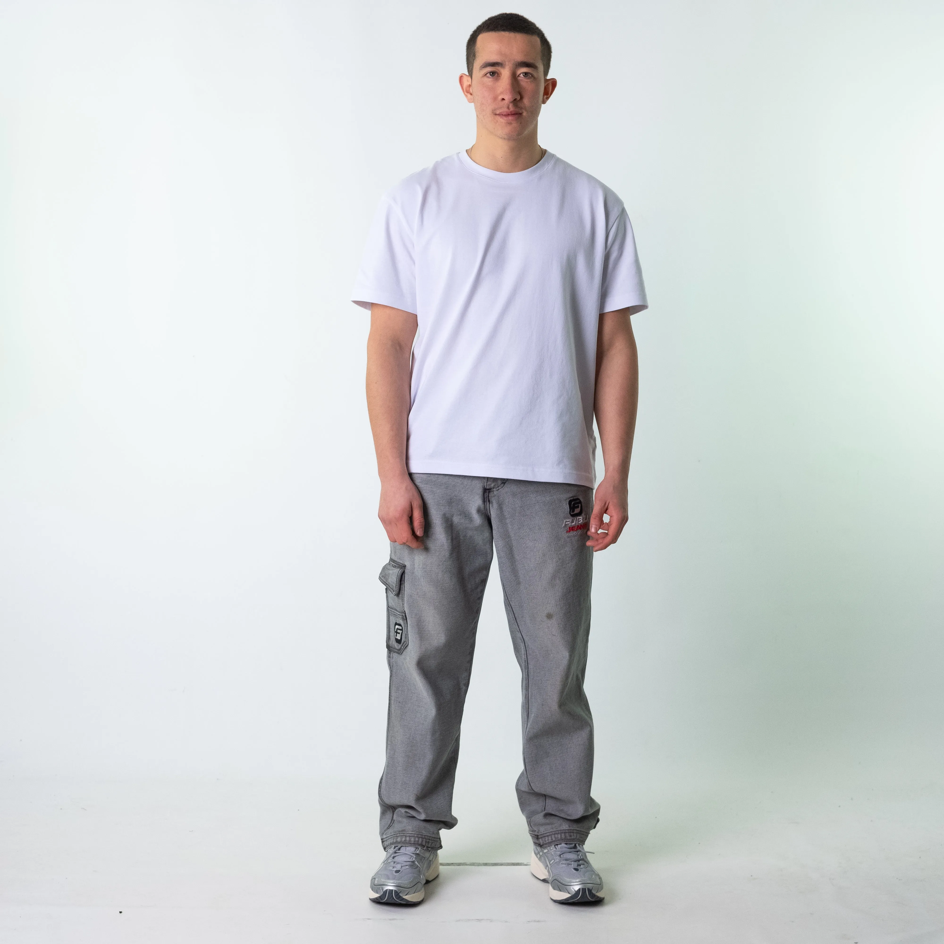 Light Grey 90s FUBU  Cargo Skater Trousers Pants Jeans (34x33)