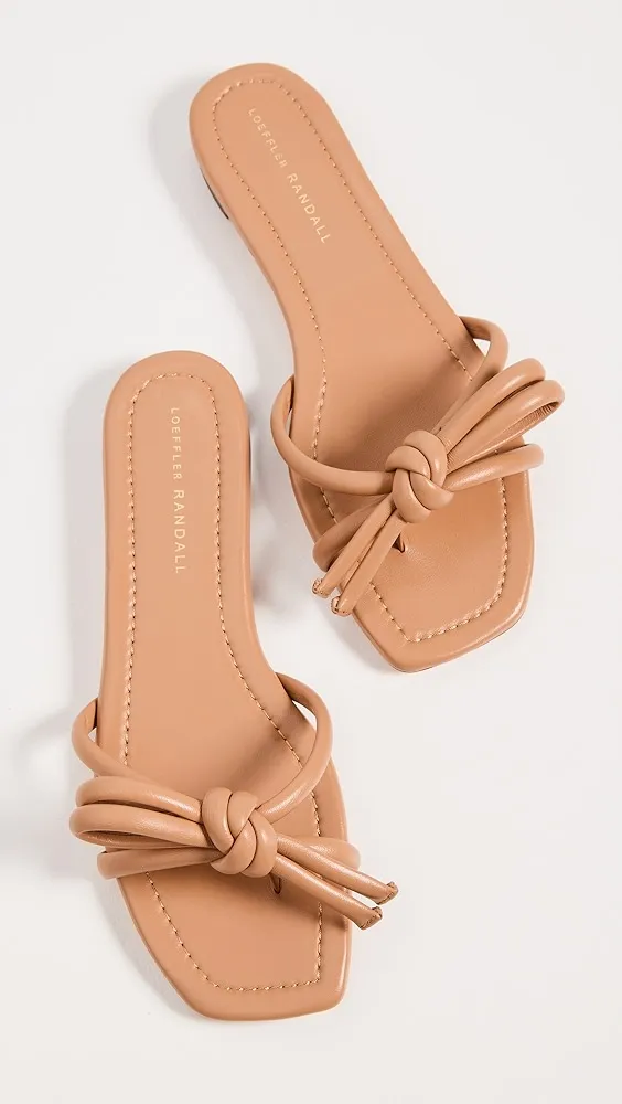 Loeffler Randall   Hadley Leather Bow Flat Sandals 