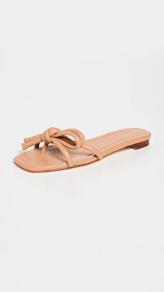 Loeffler Randall   Hadley Leather Bow Flat Sandals 