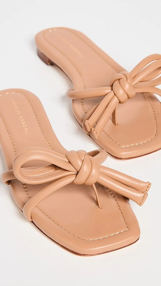 Loeffler Randall   Hadley Leather Bow Flat Sandals 