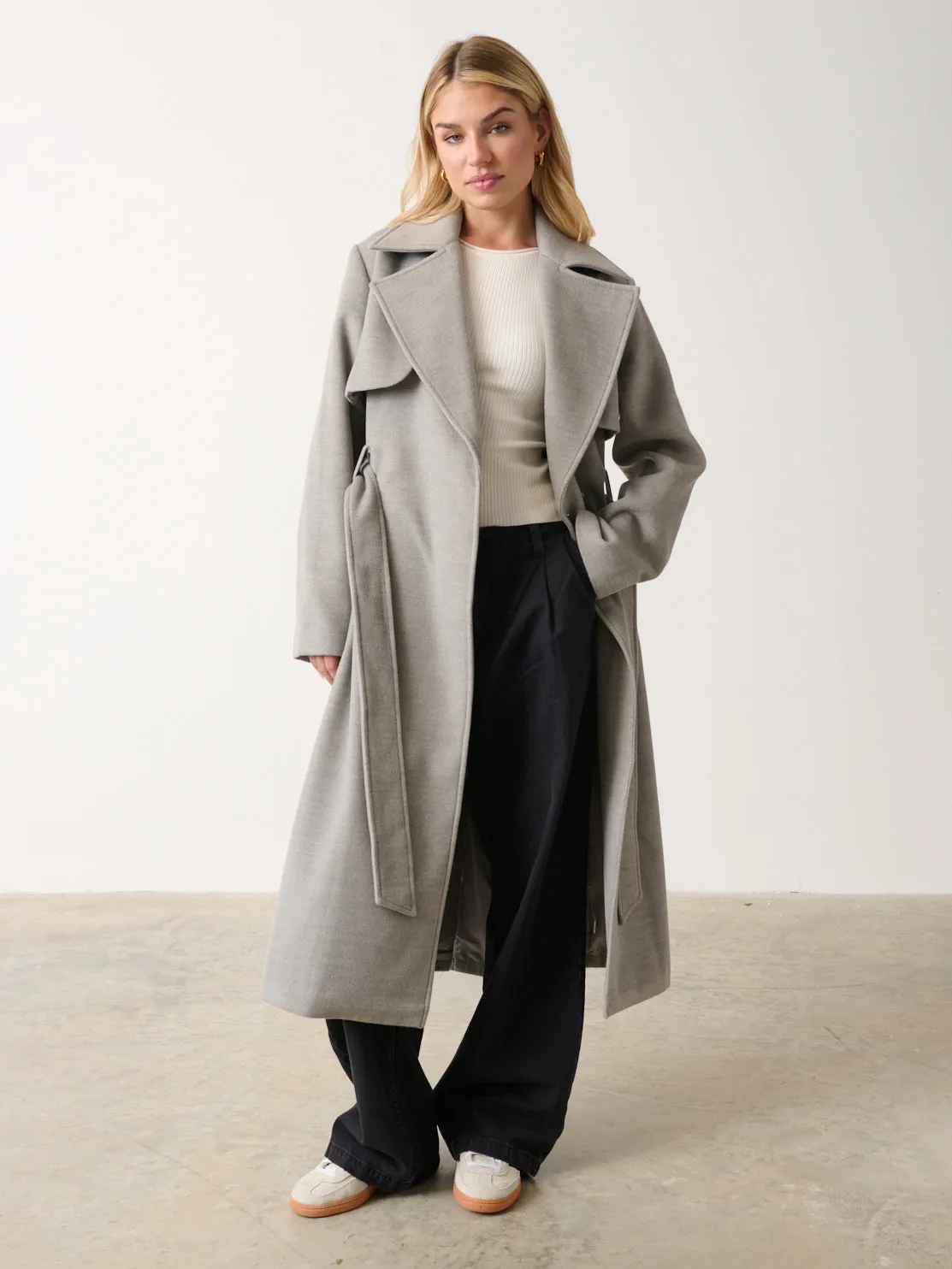 Logan Felted Trench - Grey