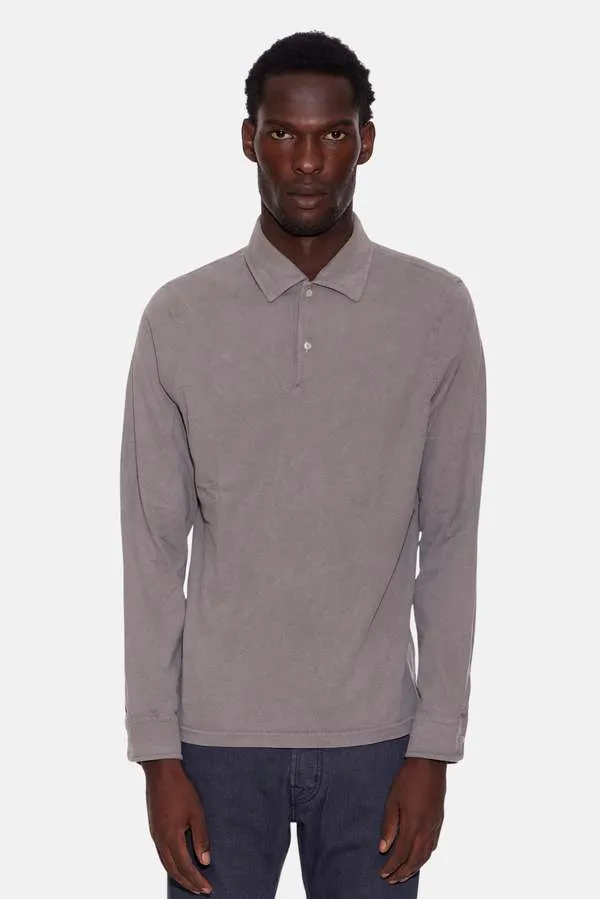 Luigi Long Sleeve Polo - Carbon