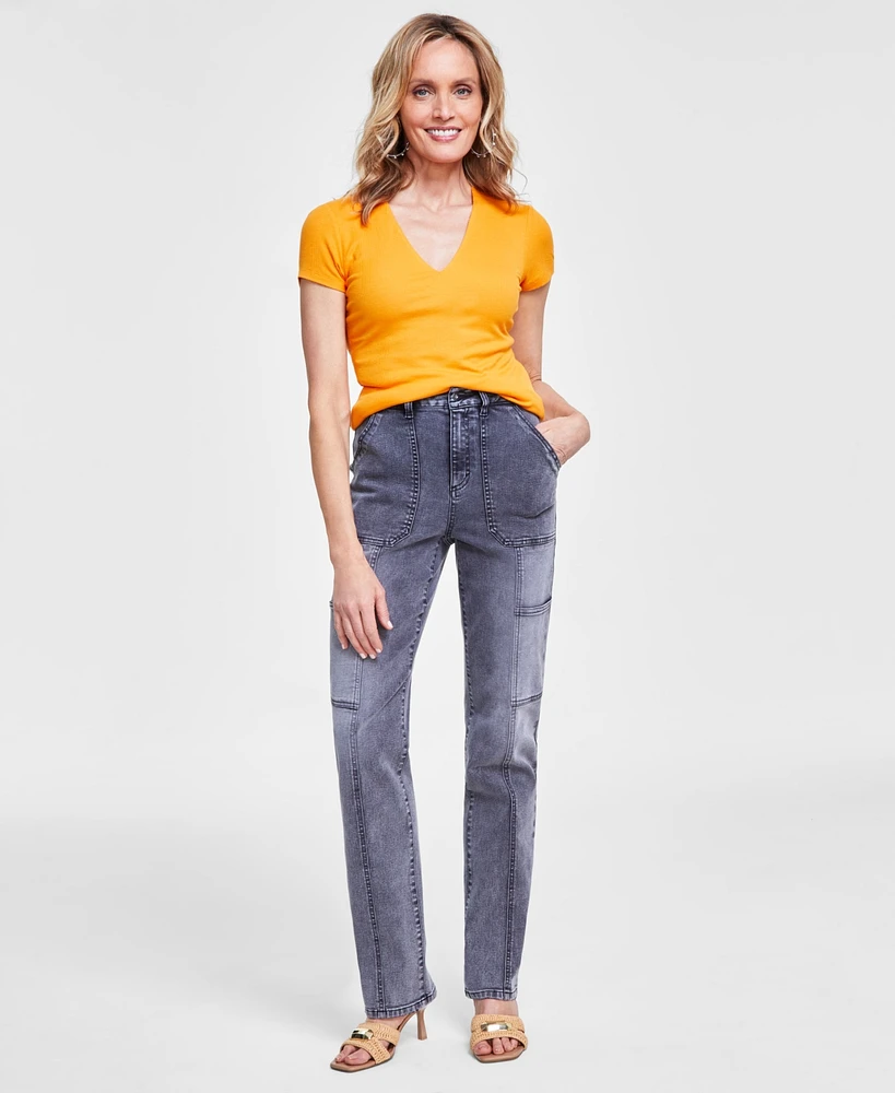 Macy's I.n.c. International Concepts Women's Straight Cargo Jeans, Created for Macy's