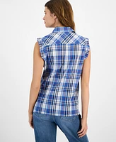 Macy's Tommy Hilfiger Women's Plaid Collared Sleeveless Top