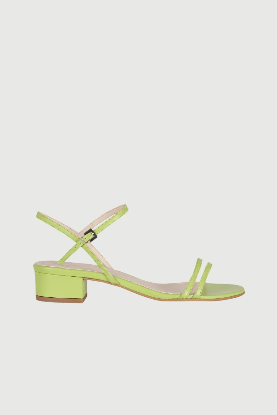 Maisie Sandals in Lime-coloured Leather