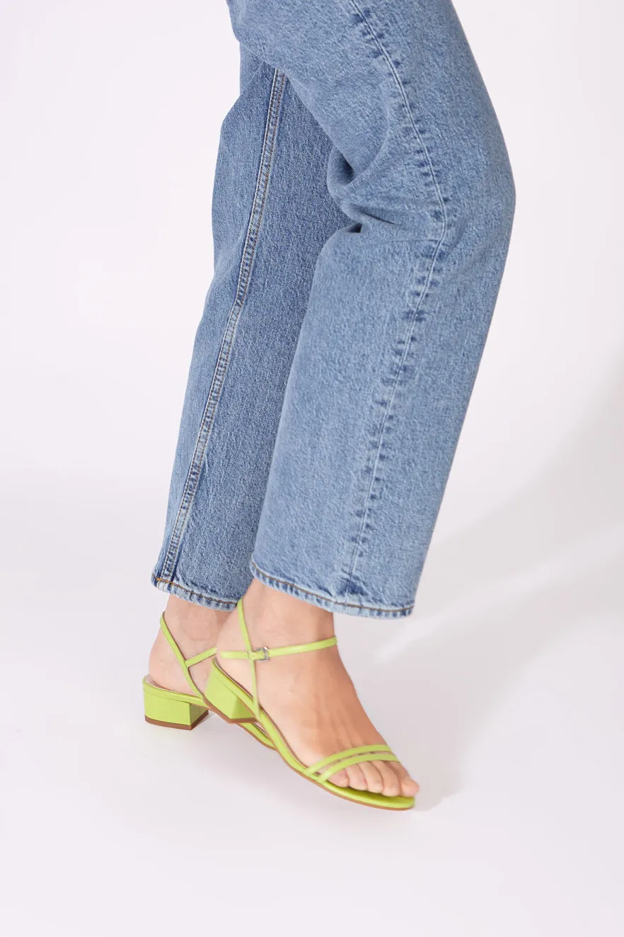 Maisie Sandals in Lime-coloured Leather