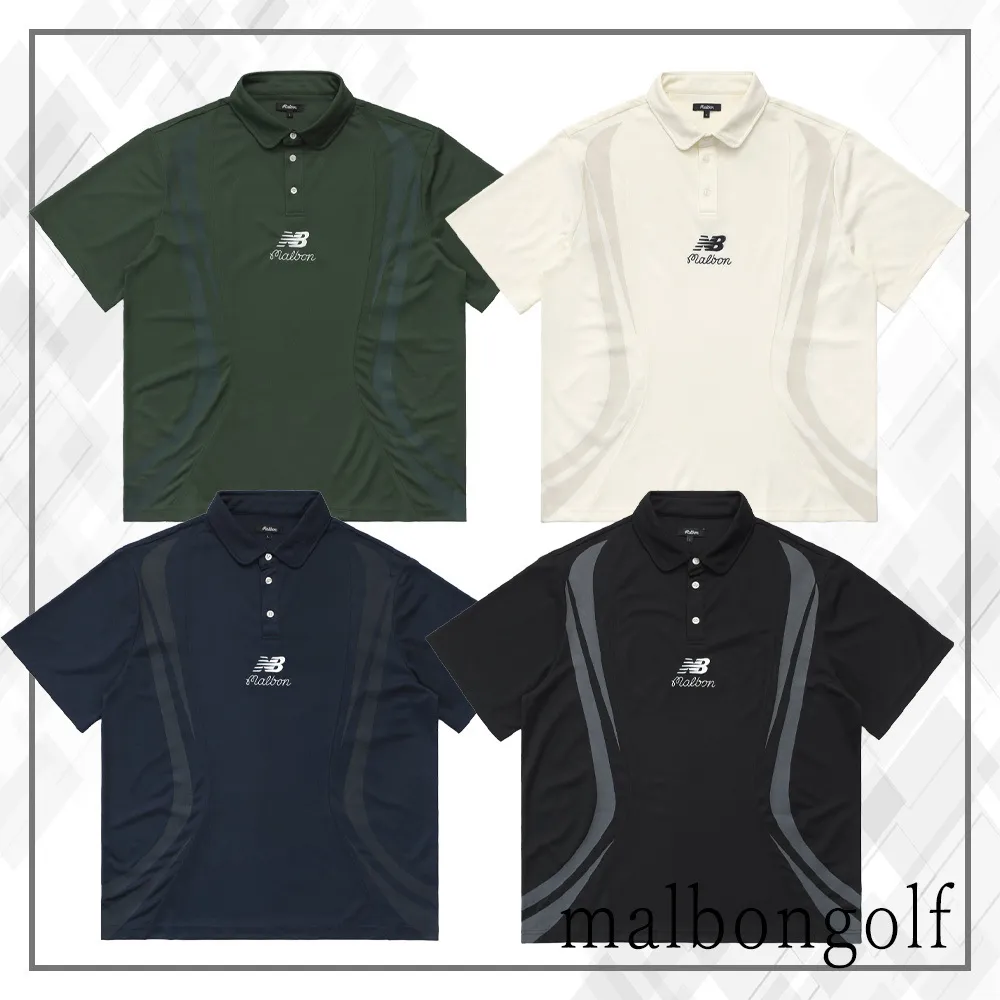 Malbon Golf  |Street Style Collaboration Plain Short Sleeves Logo Polos