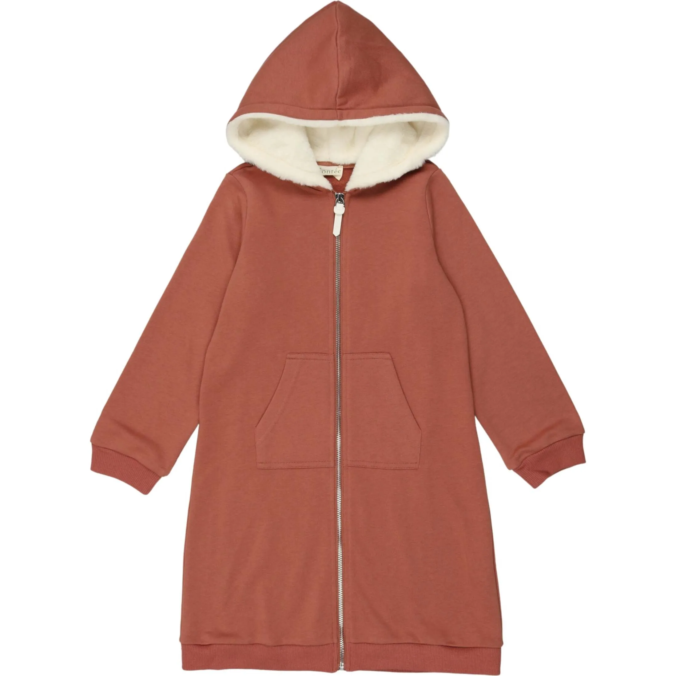 Maniere Zip Faux Fur Hoodie Dress, Rust