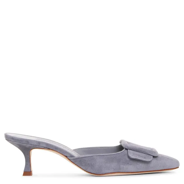 Manolo Blahnik Maysale grey suede mules
