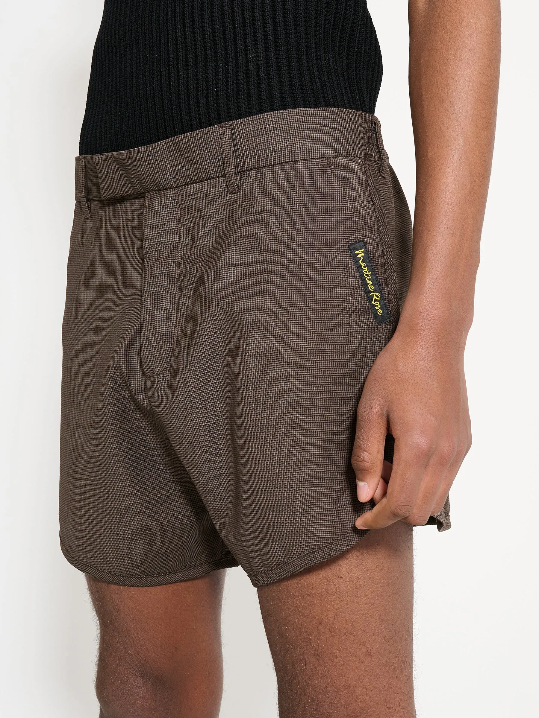 Martine Rose Tailored Gym Short Brown Houndstooth