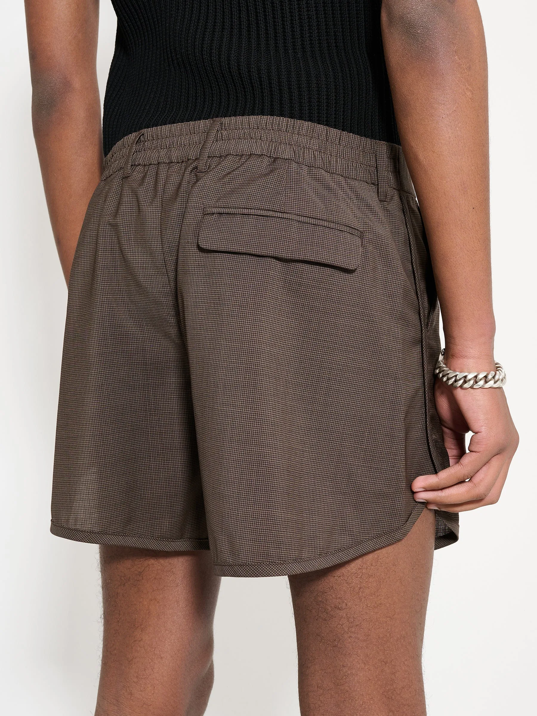 Martine Rose Tailored Gym Short Brown Houndstooth