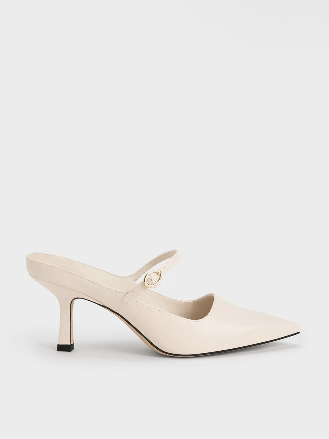 Mary Jane Heeled Mules - Chalk