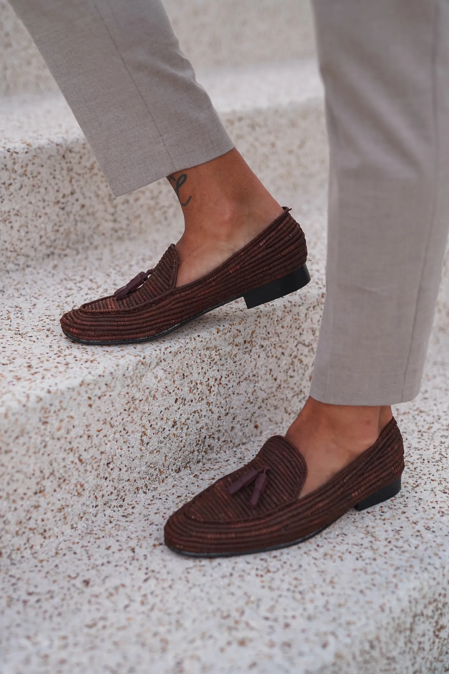 MELILLA RAFIA BROWN LOAFERS