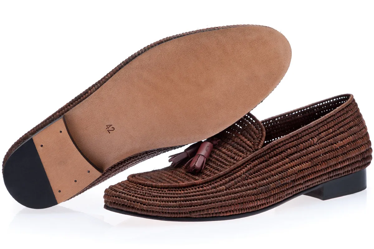 MELILLA RAFIA BROWN LOAFERS