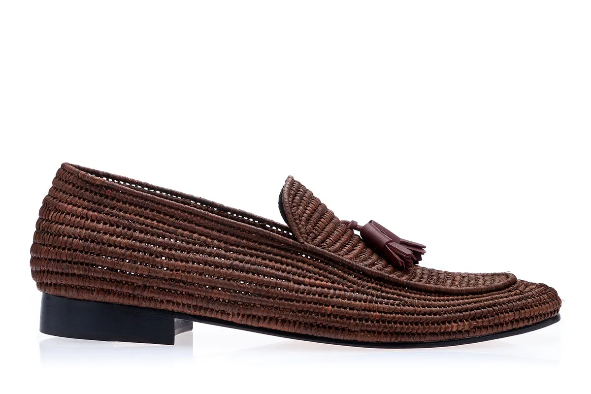 MELILLA RAFIA BROWN LOAFERS