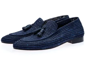 MELILLA RAFIA NAVY LOAFERS