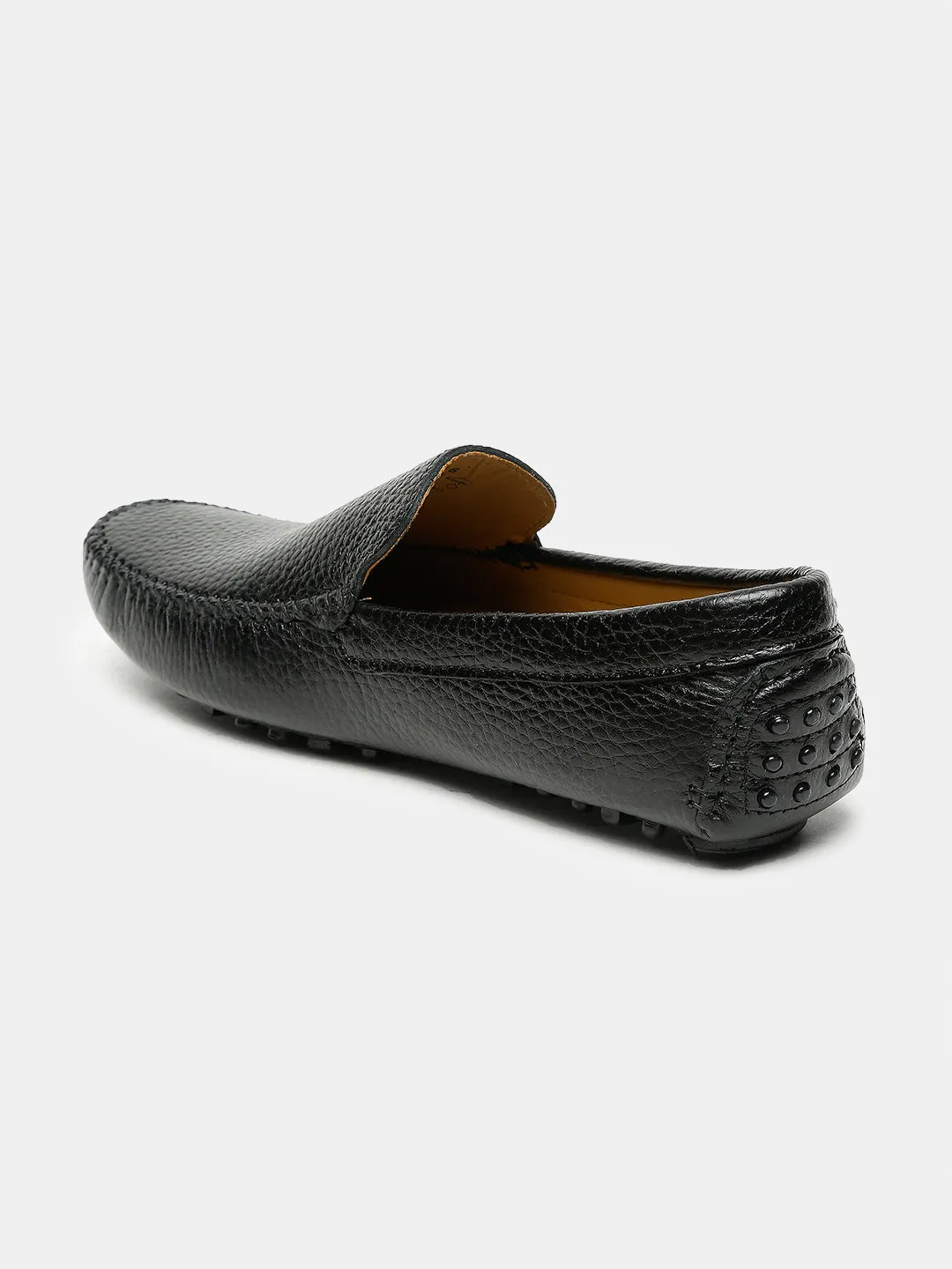 Men Black Solid Genuine Leather Loafers